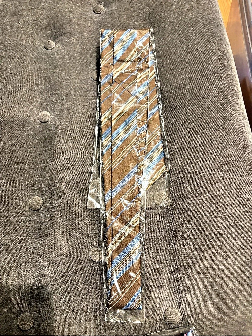 Cravatte Plaid Tie in Brown & Blue NWT